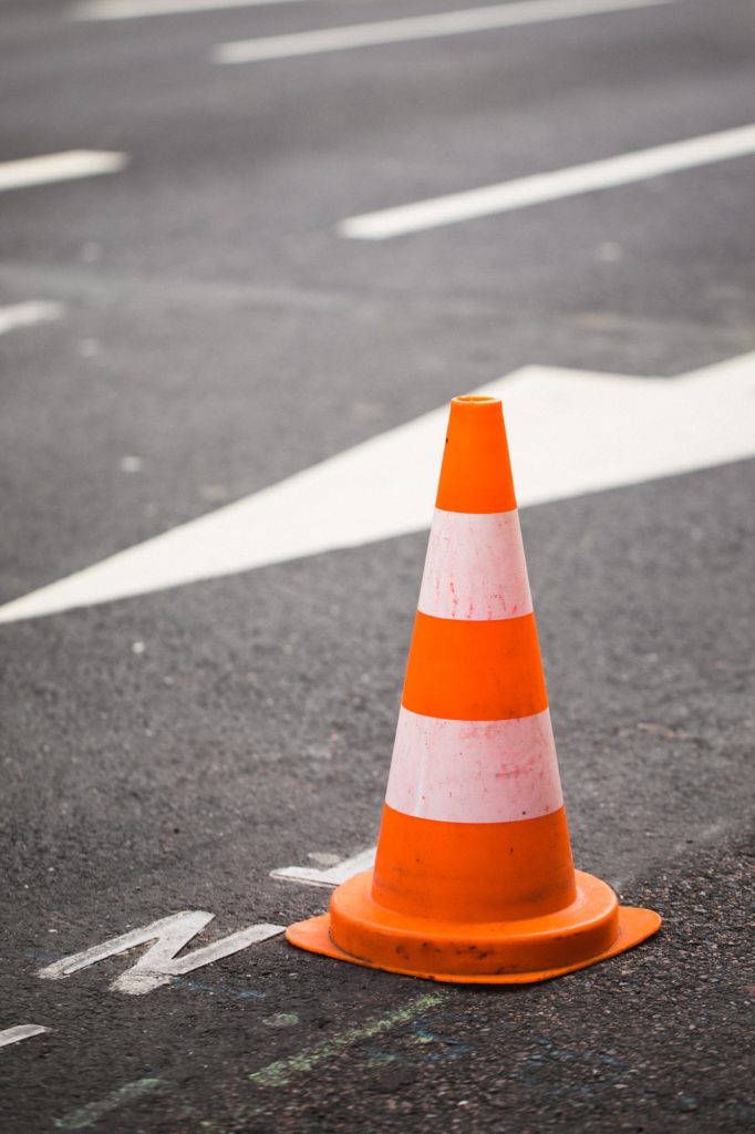 Traffic cone on the street